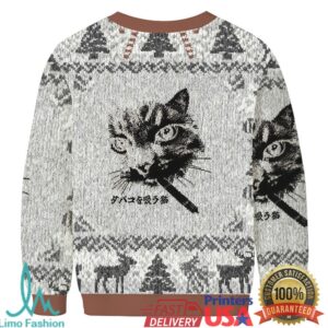 Retro Cat Smoking Christmas Ugly Sweatshirt