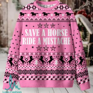 Ride A Mustache Christmas Knit Sweatshirt