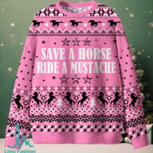Ride A Mustache Christmas Knit Sweatshirt
