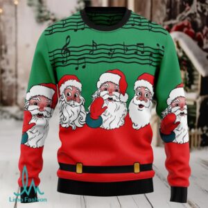 Santa Claus and Music Notes Ugly Christmas Sweater