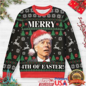 Santa Merry 4th Of Easter Ugly Christmas Sweatshirt