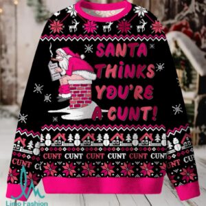 Santa Thinks Youre A Cxxt Christmas Knit Sweatshirt
