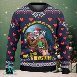 Santa and Bigfoot Are A Couple Ugly Christmas Sweater