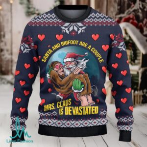 Santa and Bigfoot Are A Couple Ugly Christmas Sweater
