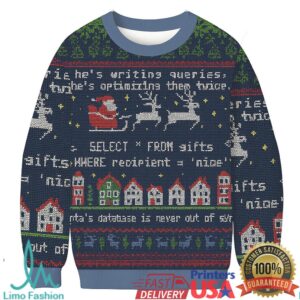 Santa’s Database Never Out of Sync Christmas Ugly Sweatshirt
