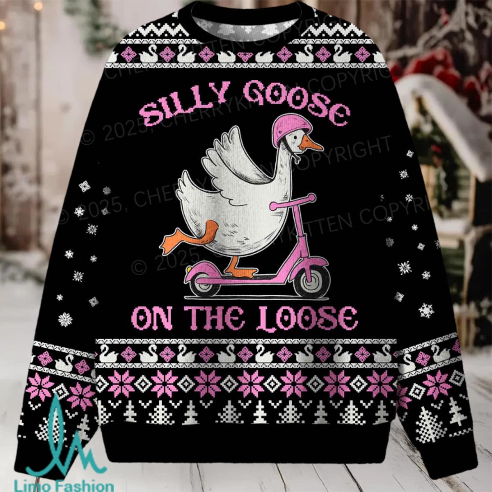 Silly Goose On the Loose Christmas Knit Sweatshirt Silly Goose On the Loose Christmas Knit Sweatshirt