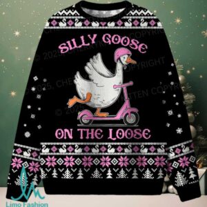Silly Goose On the Loose Christmas Knit Sweatshirt