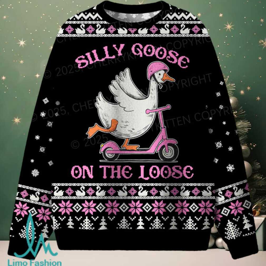 Silly Goose On the Loose Christmas Knit Sweatshirt Silly Goose On the Loose Christmas Knit Sweatshirt