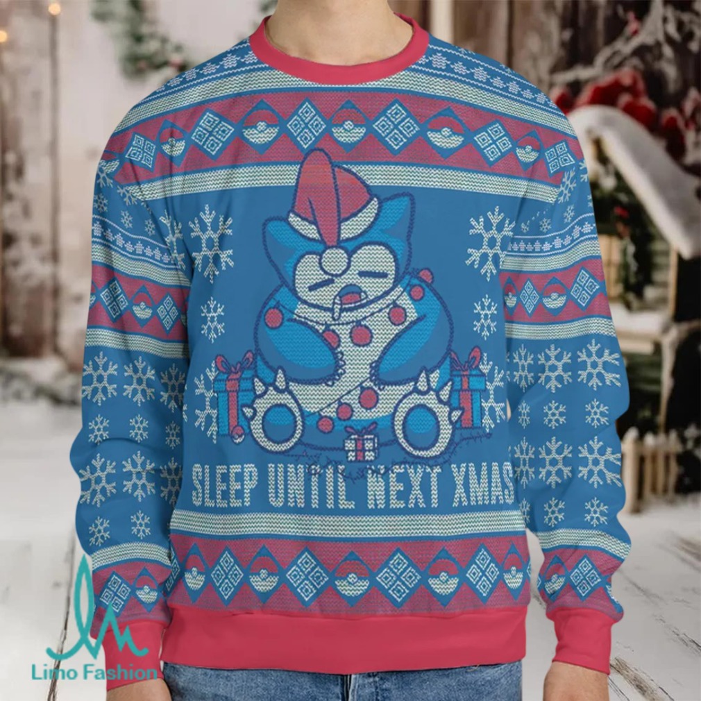 Sleep Until Next Christmas Pokemon Ugly Christmas Sweatshirt back view