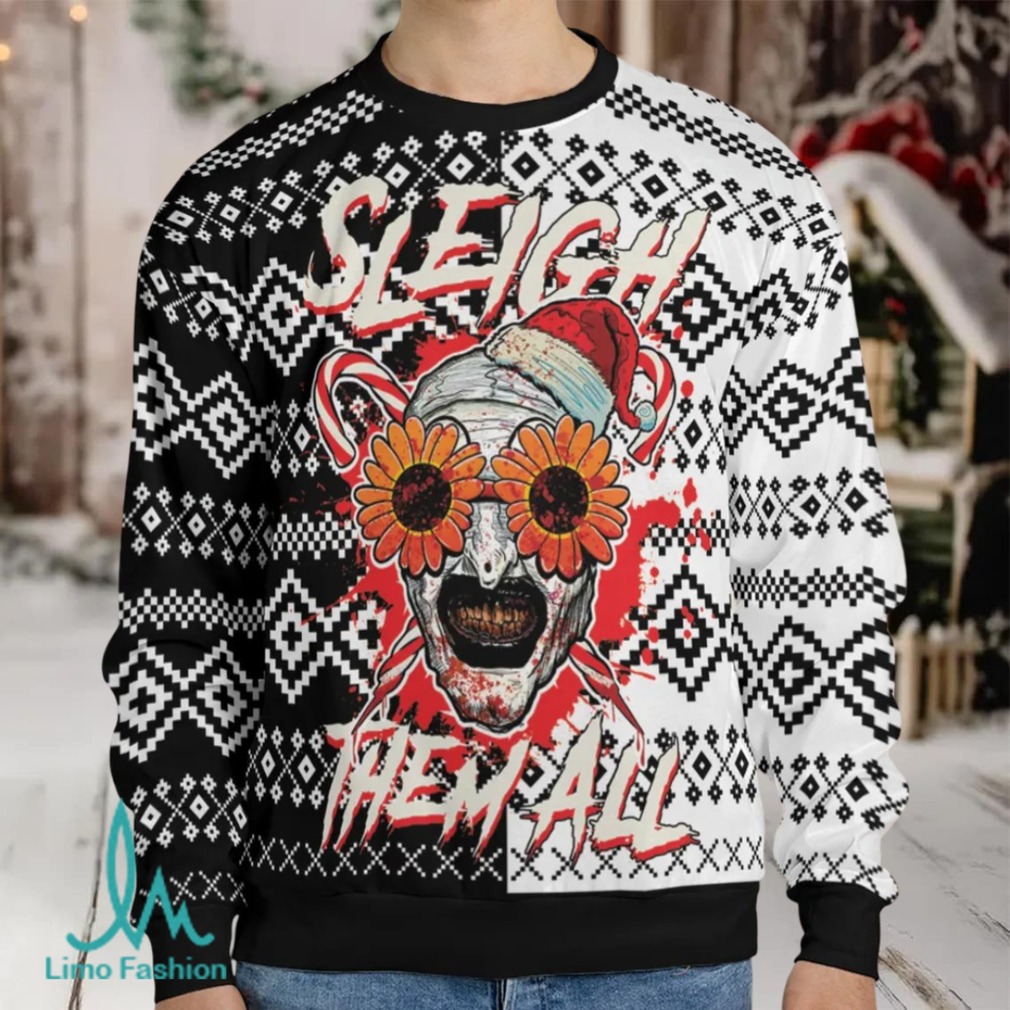 Sleigh Them All Terrifier Ugly Christmas Sweatshirt Sleigh Them All Terrifier Ugly Christmas Sweatshirt