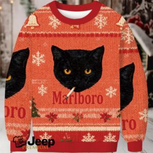 Smoking Black Cat Vintage Christmas Ugly Sweatshirt