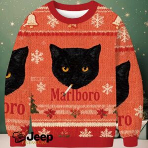 Smoking Black Cat Vintage Christmas Ugly Sweatshirt