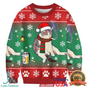 Smoking Cat Funny Meme Ugly Sweatshirt