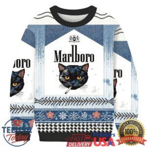 Smoking Cat Marlboro Cool Christmas Ugly Sweatshirt