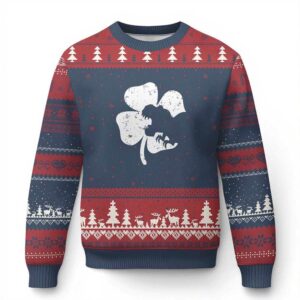 St Patricks Day Dinosaur Rex Ugly Christmas Sweater Dino in Lucky Shamrock