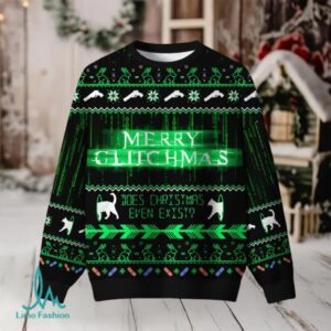 The Matrix Black Green Ugly Christmas Fuzzy Fleece Sweatshirt