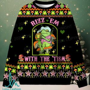 Tism Rizz Frog Christmas Knit Sweatshirt