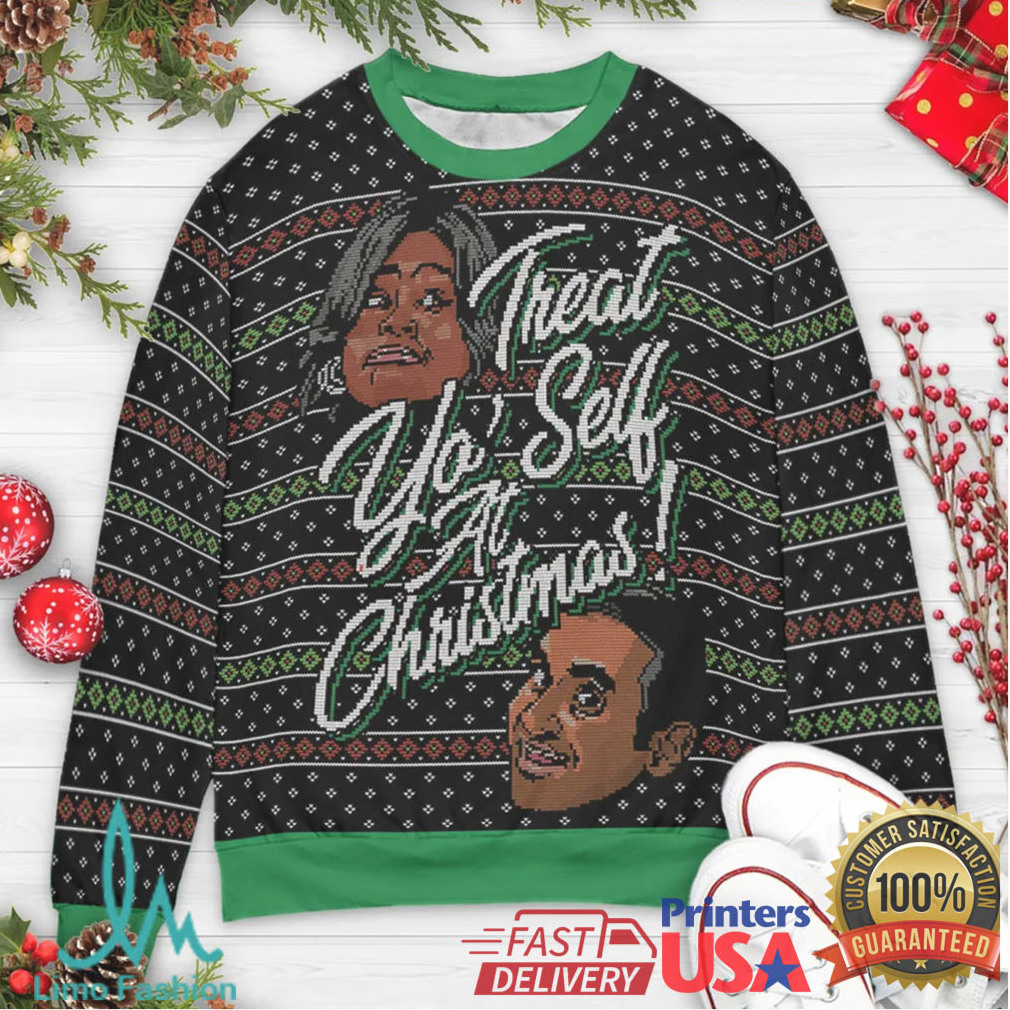 Treat Yo’ Self Holiday Ugly Christmas Sweatshirt Treat Yo’ Self Holiday Ugly Christmas Sweatshirt