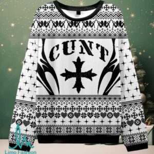 White Cxxt Flame Christmas Knit Sweatshirt