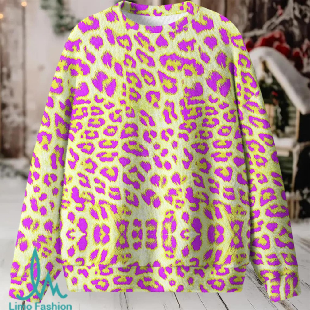Yellow Leopard Christmas Knit Sweatshirt Yellow Leopard Christmas Knit Sweatshirt