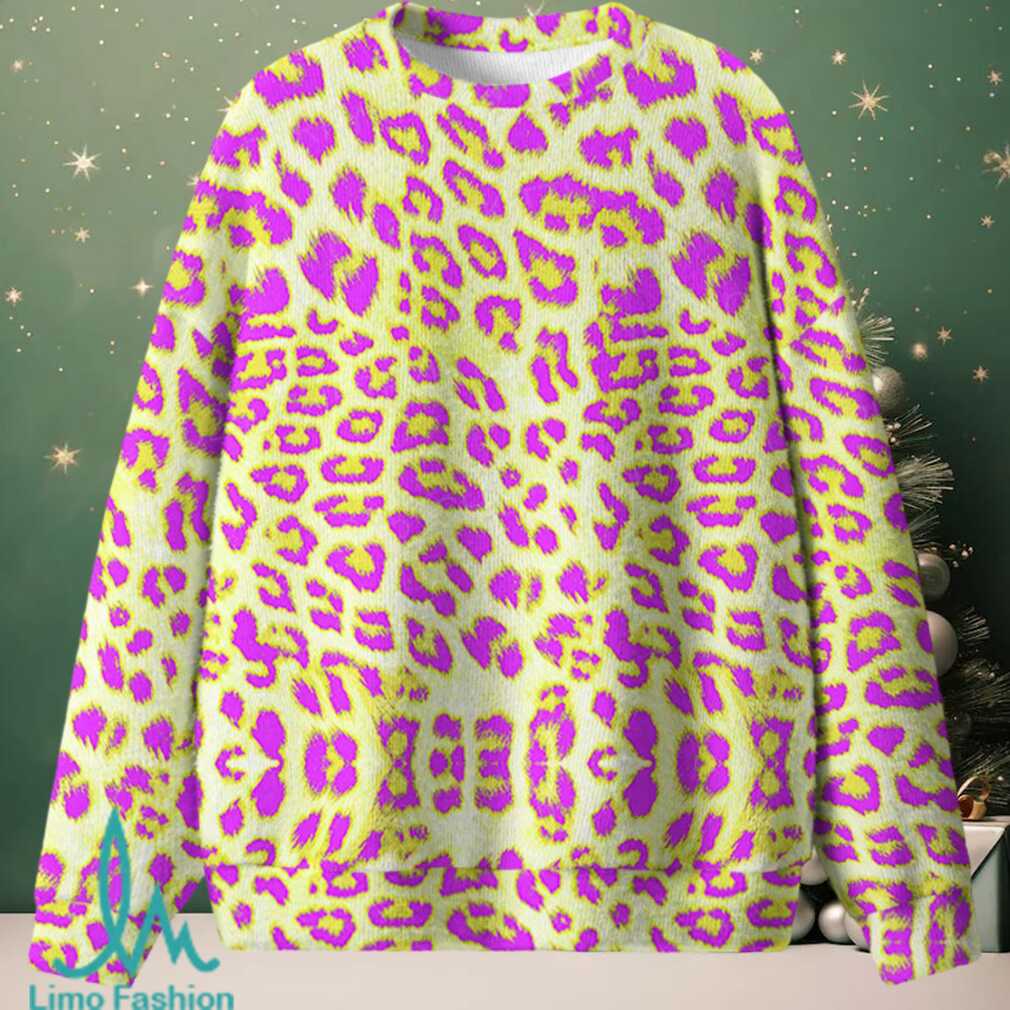 Yellow Leopard Christmas Knit Sweatshirt Yellow Leopard Christmas Knit Sweatshirt
