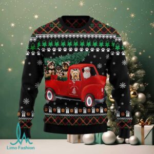 Yorkshire Terrier and Red Truck Ugly Christmas Sweater Yorkshire Terrier and Red Truck Ugly Christmas Sweater