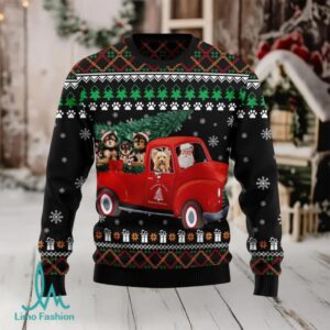 Yorkshire Terrier and Red Truck Ugly Christmas Sweater