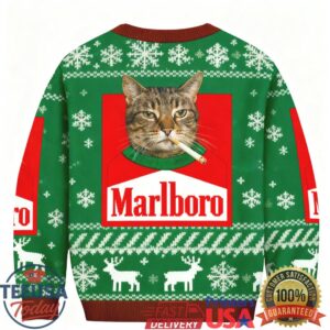Funny Smoking Cat Christmas Ugly Sweatshirt
