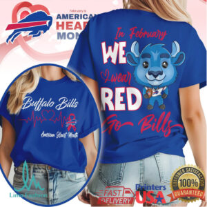Buffalo Bills Official NFL American Heart Month 3D Shirt