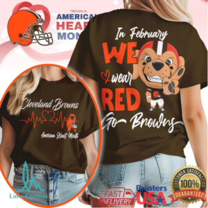 Cleveland Browns Official NFL American Heart Month 3D Shirt