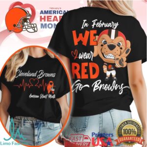 Cleveland Browns Official NFL American Heart Month 3D Shirt Cleveland Browns Official NFL American Heart Month 3D Shirt