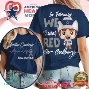 Dallas Cowboys Official NFL American Heart Month 3D Shirt