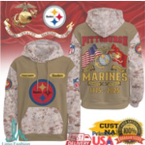 Pittsburgh Steelers Official NFL United States Marine Corps 3D Hoodie