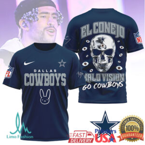 Bad Bunny x Dallas Cowboys “El Conejo” Malo Vision NFL Graphic T Shirt