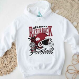 Arkansas Razorbacks hit that line varsity helmet shirt