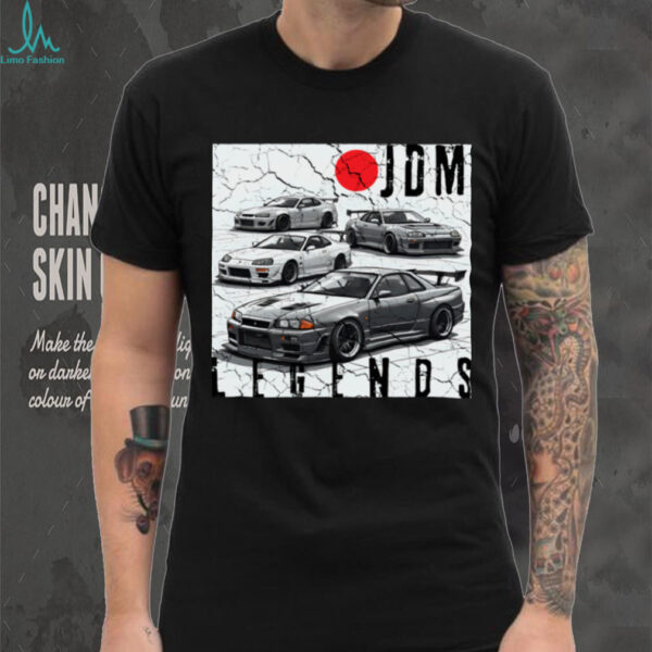 Backprint Distress JDM Legends Race Cars Japanese Flag Pullover Shirt