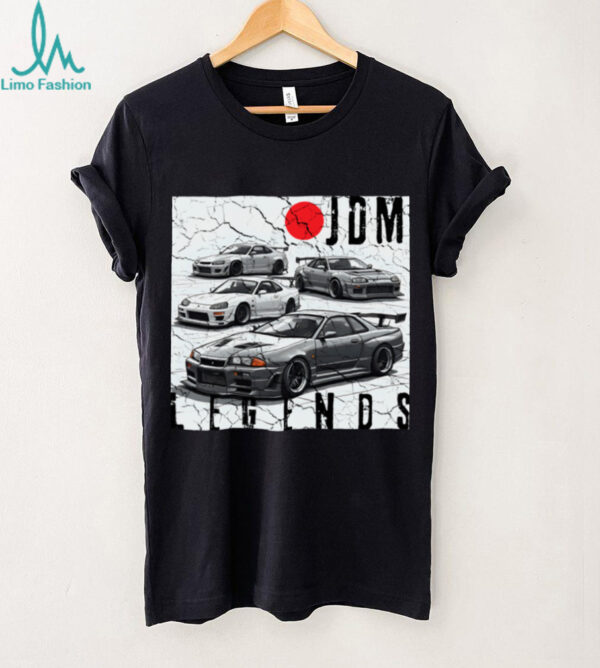 Backprint Distress JDM Legends Race Cars Japanese Flag Pullover Shirt