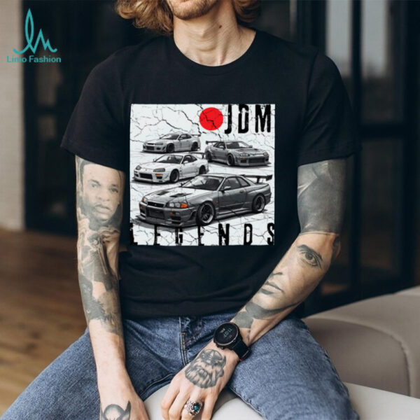 Backprint Distress JDM Legends Race Cars Japanese Flag Pullover Shirt