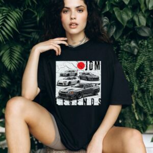 Backprint Distress JDM Legends Race Cars Japanese Flag Pullover Shirt