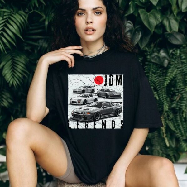 Backprint Distress JDM Legends Race Cars Japanese Flag Pullover Shirt