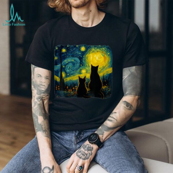 Cat Starry Night For Cat Lover Van Gogh Cat Cat Mom Cat Dad Shirt