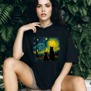 Cat Starry Night For Cat Lover Van Gogh Cat Cat Mom Cat Dad Shirt