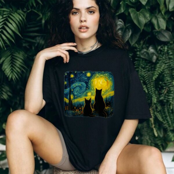 Cat Starry Night For Cat Lover Van Gogh Cat Cat Mom Cat Dad Shirt