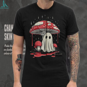 Cute Ghost Halloween Mushroom Rainy Cottagecore Spooky Zip Shirt