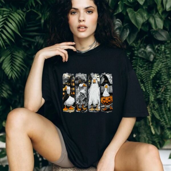 Halloween Silly Goose Witch Skeleton Ghost Pumpkin Shirt