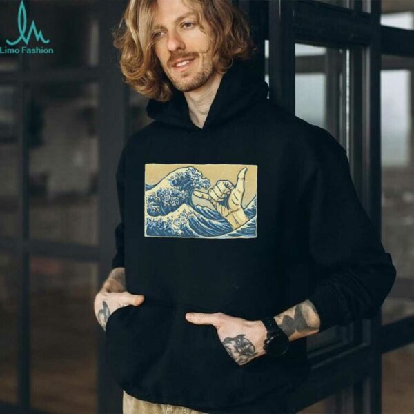 Hokusai’s The Great Wave off Kanagawa catch some waves hand sign shirt