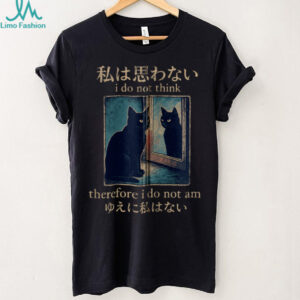 I Do Not Think Therefore I Do Not Am Japanese Cat Meme Zip Shirt