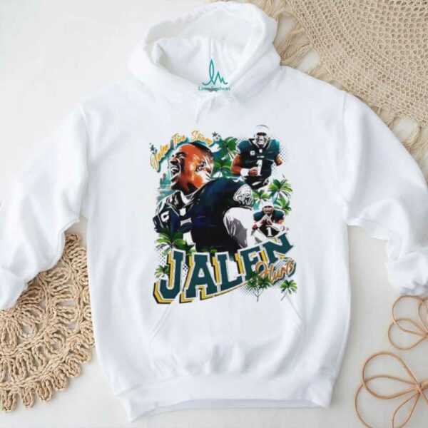 Jalen Hurts Philadelphia Eagles football palm trees vintage style