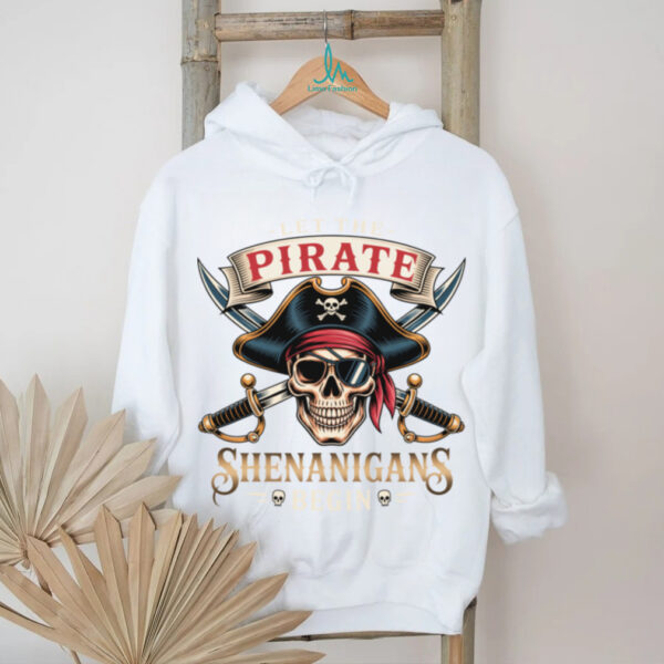 Let The Pirate Shenanigans Begin Halloween Skull Bandana Boy Pullover Shirt