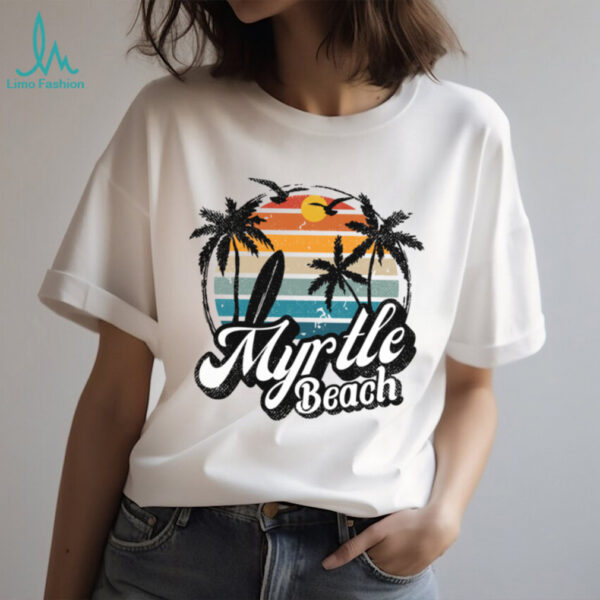 Myrtle Beach South Carolina Palm Tree Surf 70’S Retro Sunset Shirt
